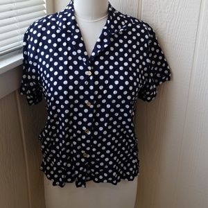 Chaus Rayon Blue and White Button Down